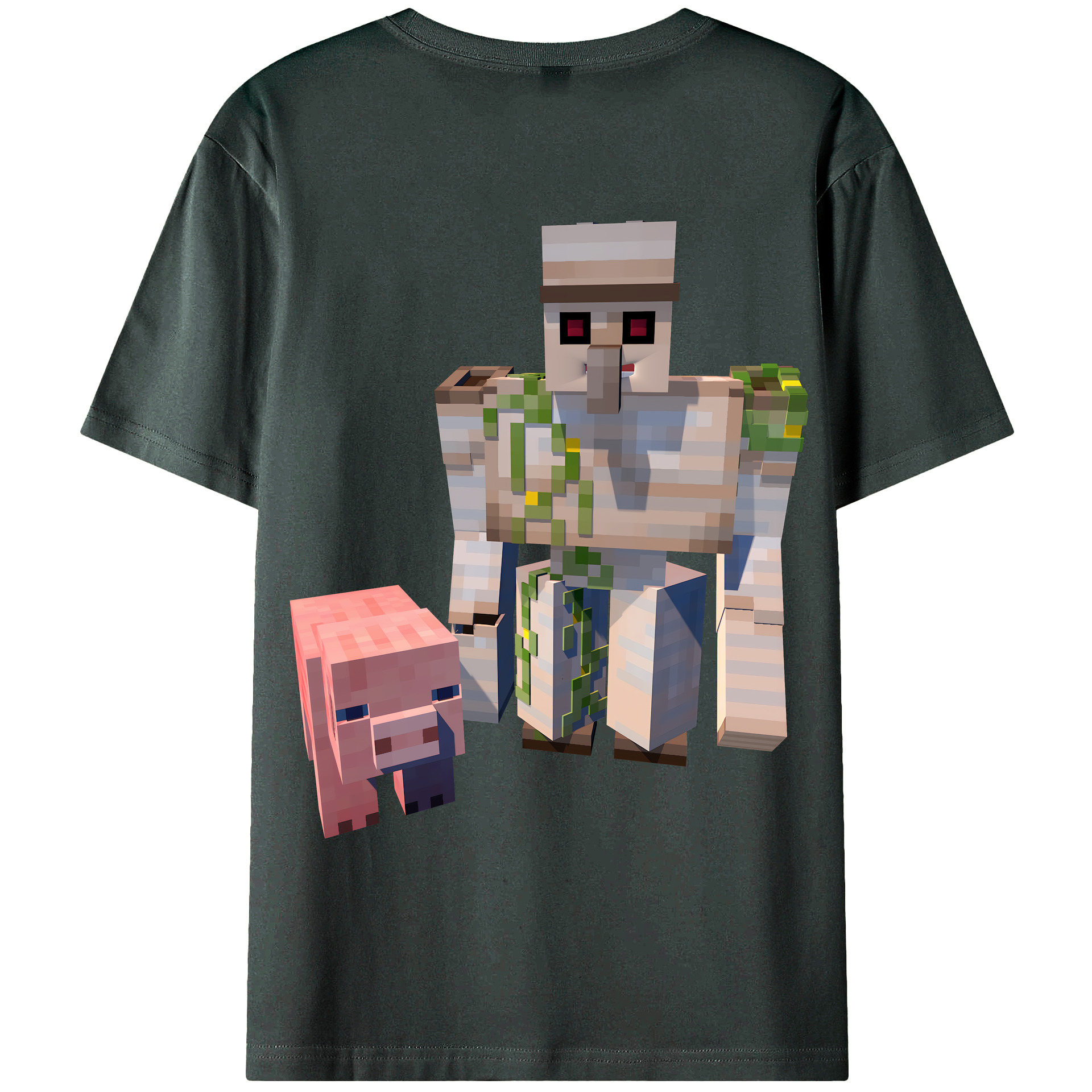 （画像用） マインクラフト ブロックの世界 Minecraft MC Block world 綿100％ メンズ半袖Tシャツ（バックプリント） 通気性